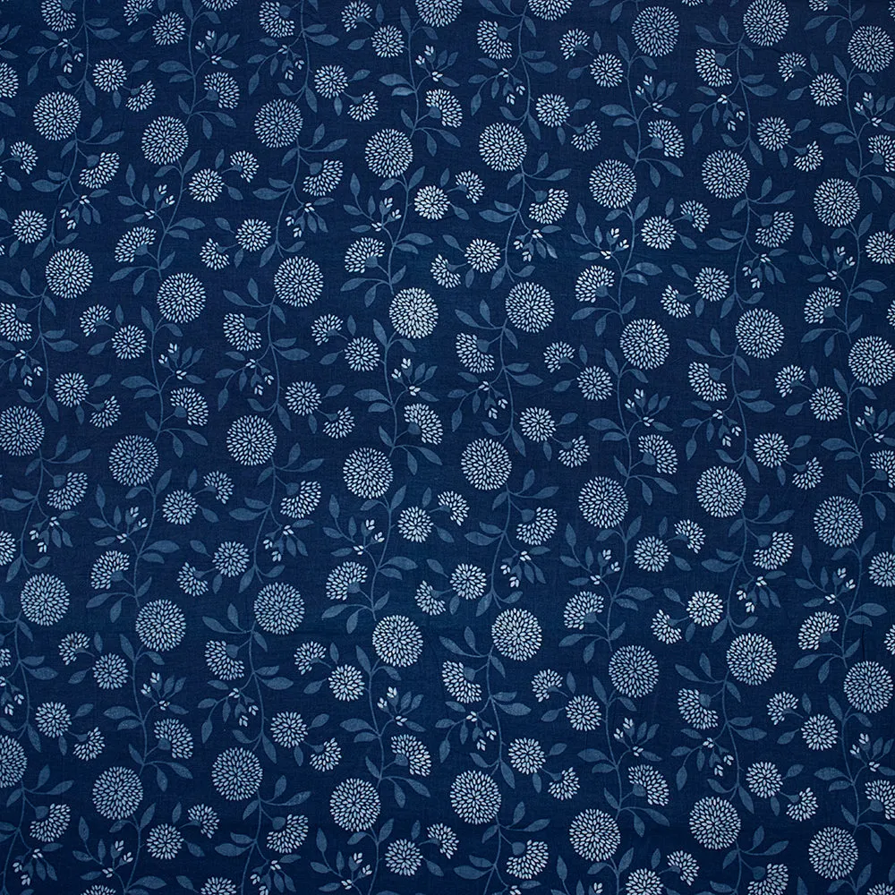 Premium Indigo Floral Cotton Fabric