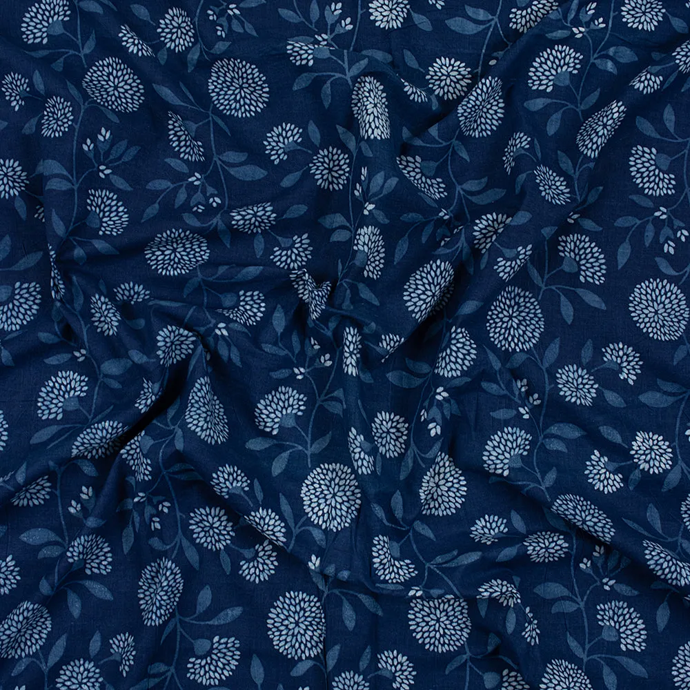 Premium Indigo Floral Cotton Fabric