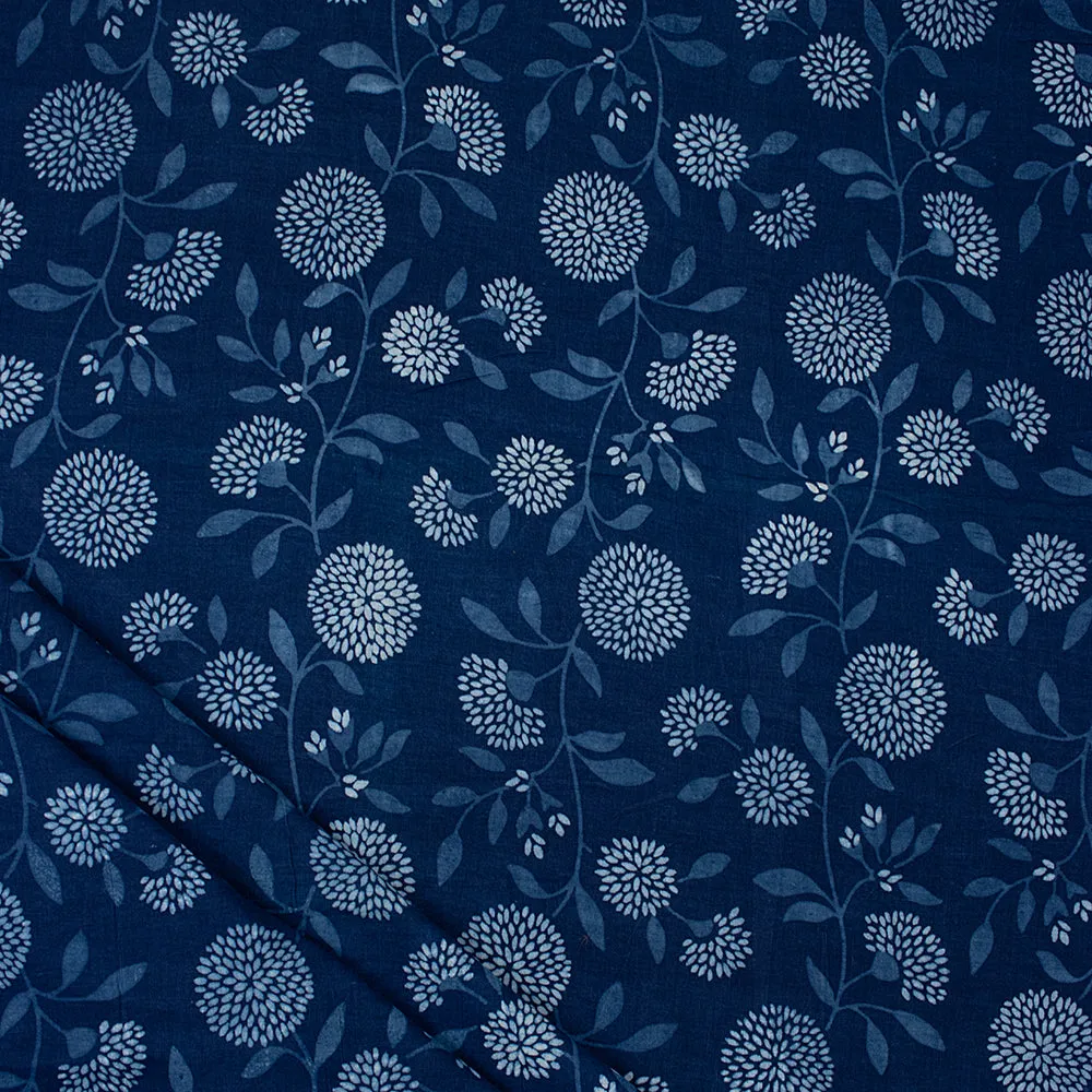 Premium Indigo Floral Cotton Fabric