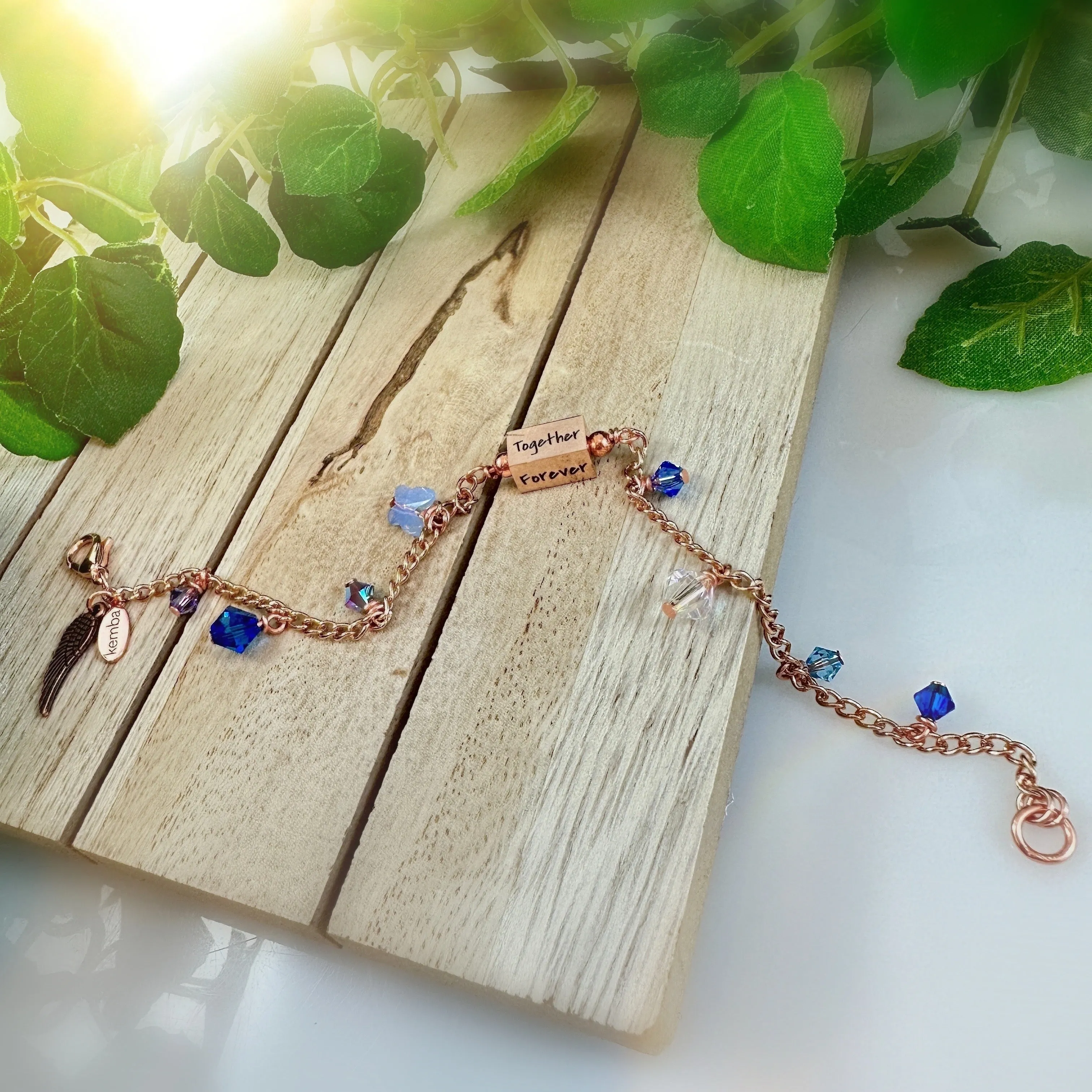 "Love Connects Us" Bracelet - You, Me, Together, Forever (Blue)