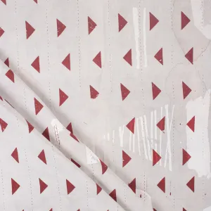 Red Geometrical Printed Cotton Running Fabric