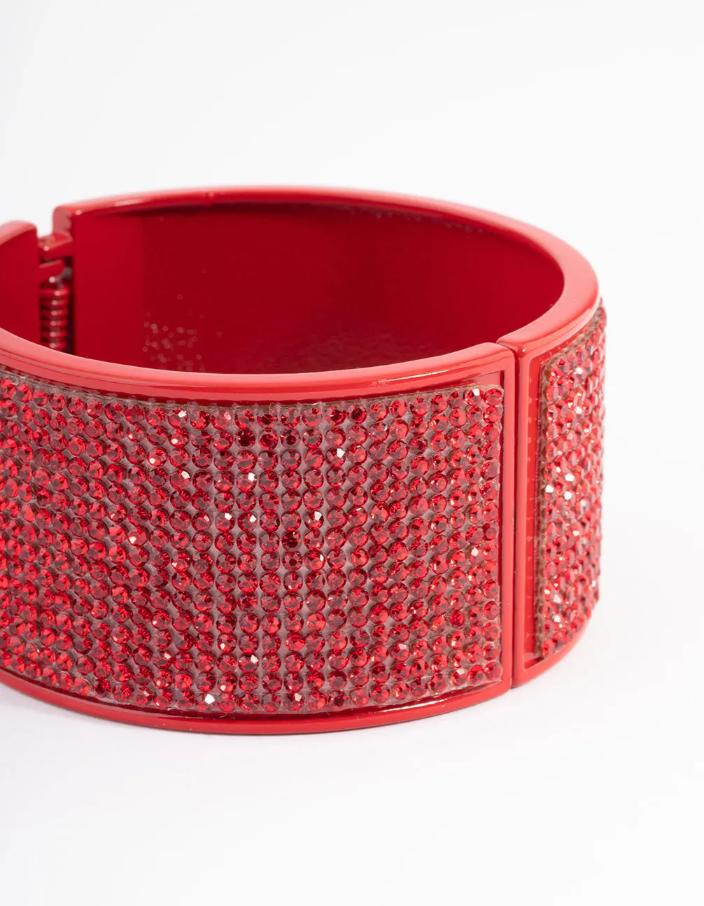 Red Statement Diamante Clamp Bracelet