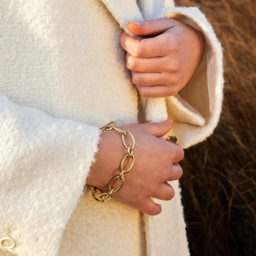 Roberto Coin Alternating Oval and Round Link 18K Yellow Gold Bracelet