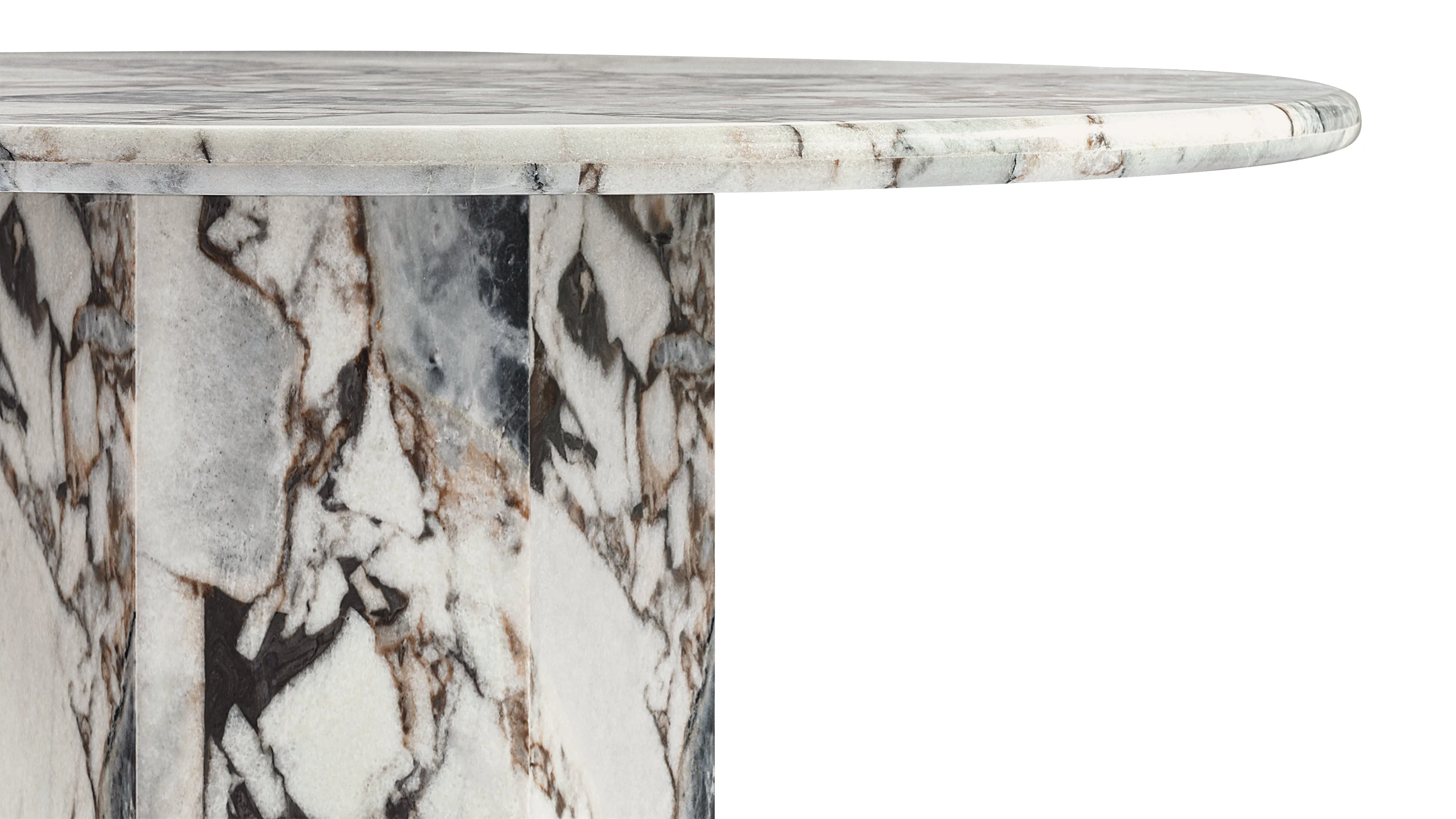 Saga - Saga Round Pedestal Dining Table, Modellato Marble, 47in