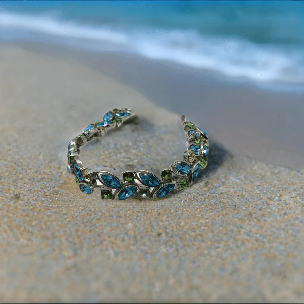 Seaside Pastel Blue and Green Rhinestone Graziano Bracelet