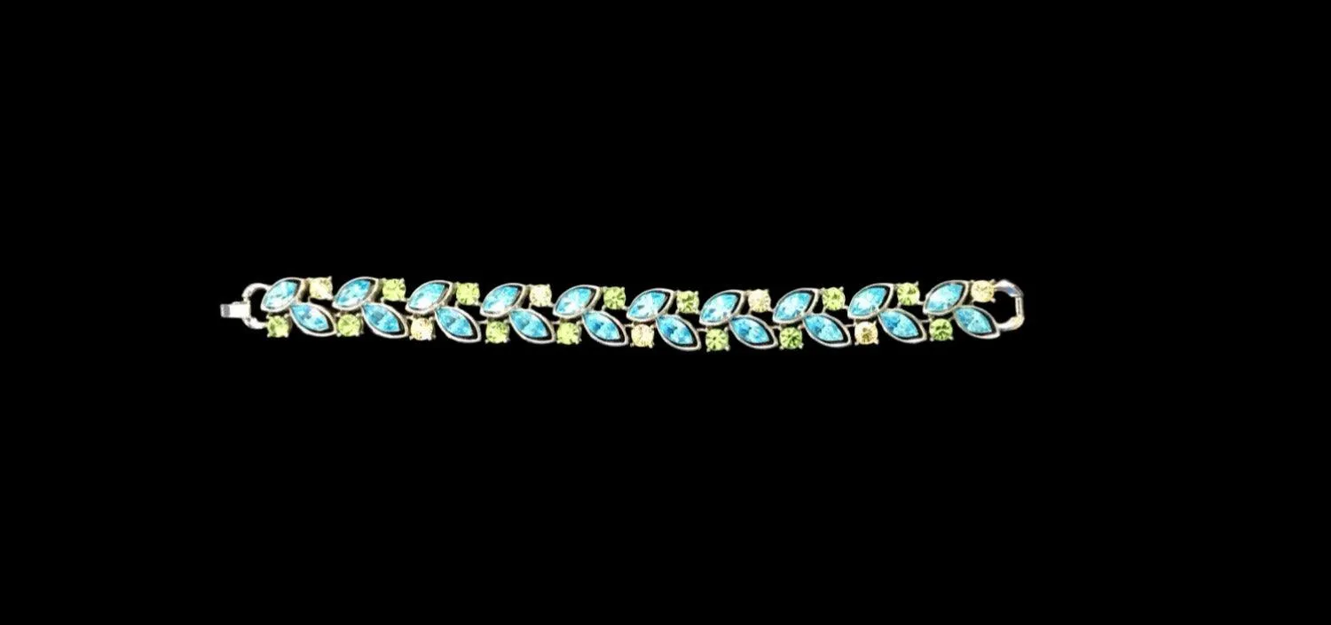 Seaside Pastel Blue and Green Rhinestone Graziano Bracelet