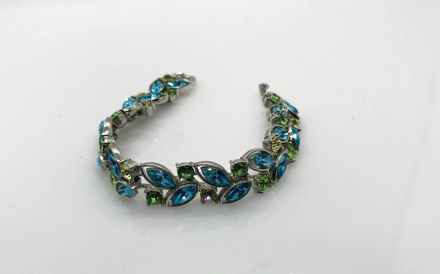 Seaside Pastel Blue and Green Rhinestone Graziano Bracelet