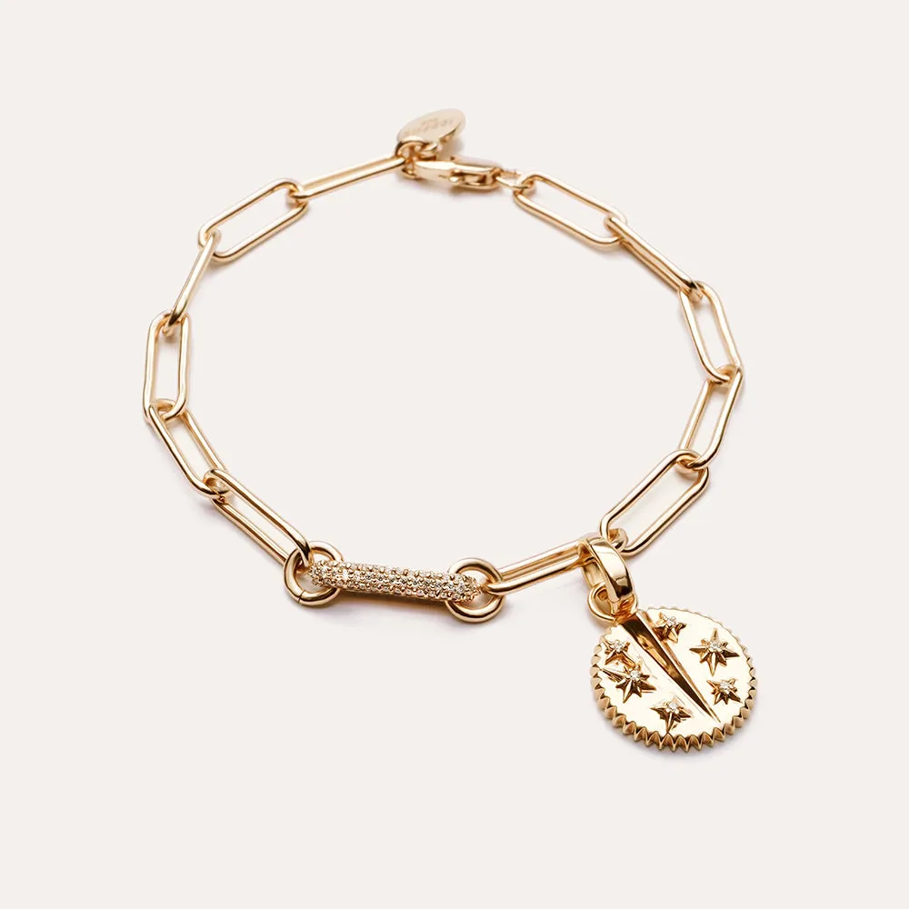 Signature Pavé Link Chain Bracelet in 14kt Gold Over Sterling Silver