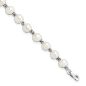 Silver White Fresh Water Pearl Bracelet