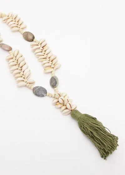 Stone & Shell Tassel Necklace