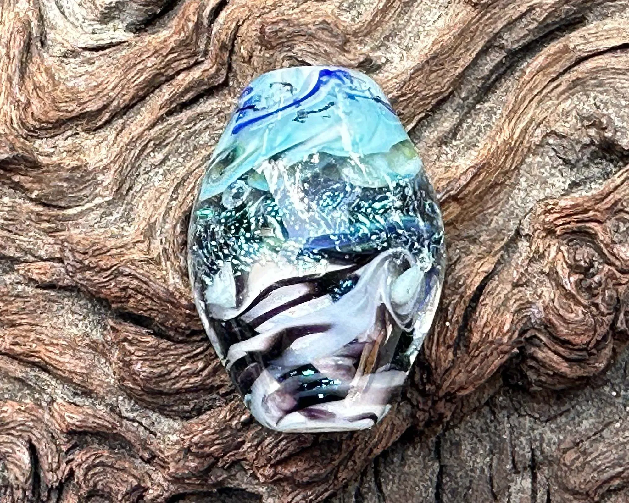 Swirling Waters Dichroic Lampwork Focal Bead SRA