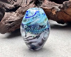 Swirling Waters Dichroic Lampwork Focal Bead SRA