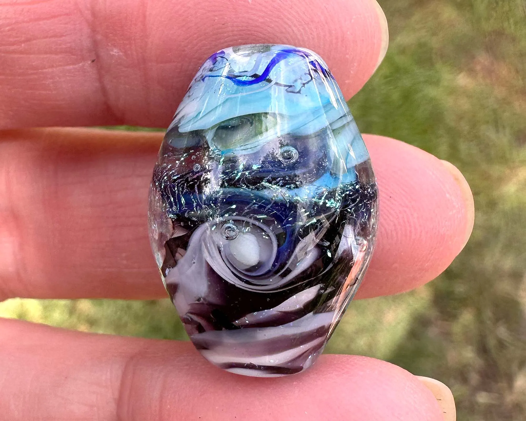 Swirling Waters Dichroic Lampwork Focal Bead SRA