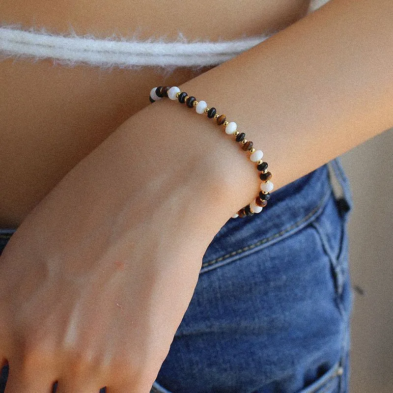 Tiger’s eye gems stitching chain black agate necklace and bracelet ( Purchase Individually)