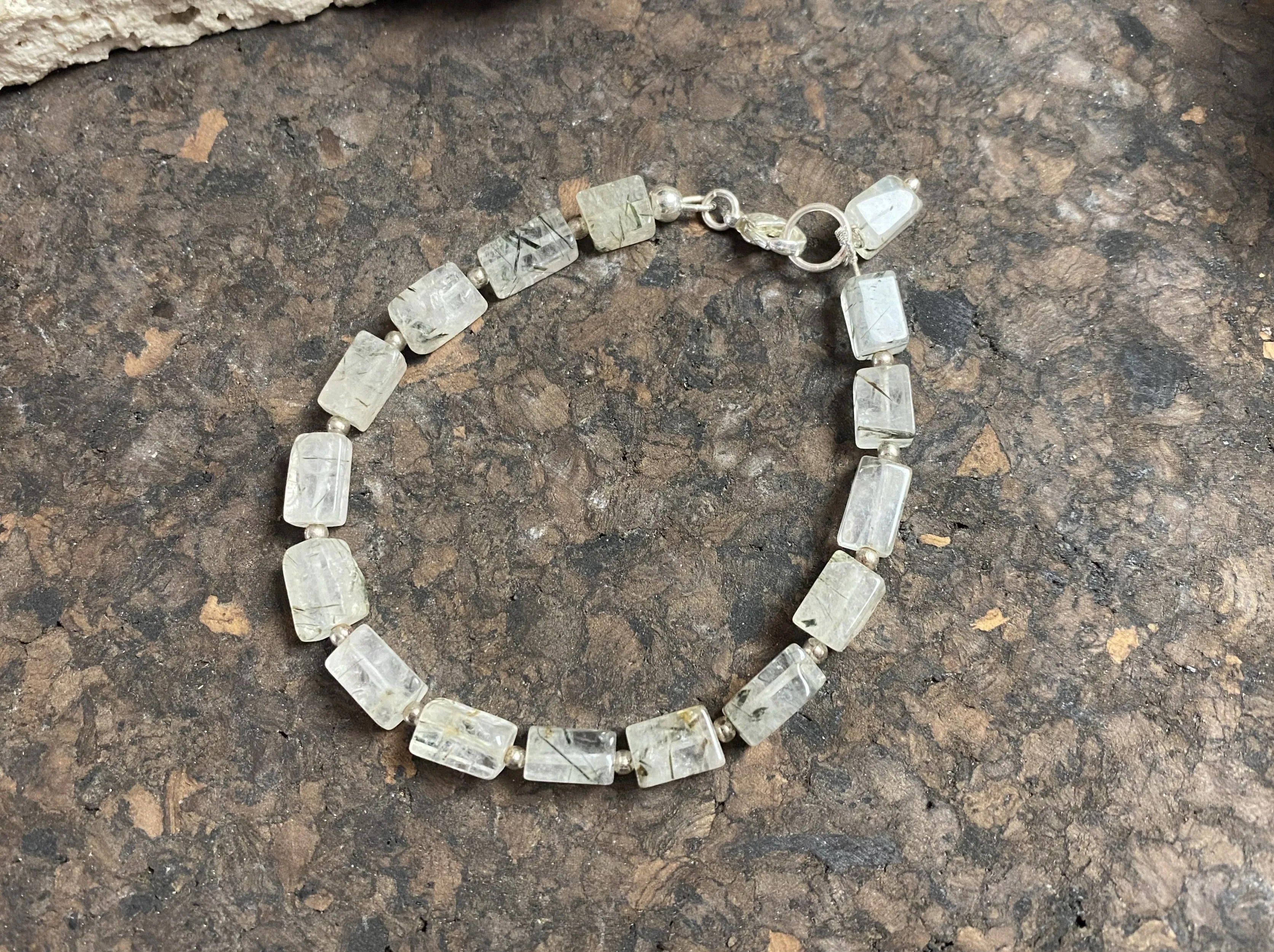 Tourmalated Quartz And Silver Bracelet