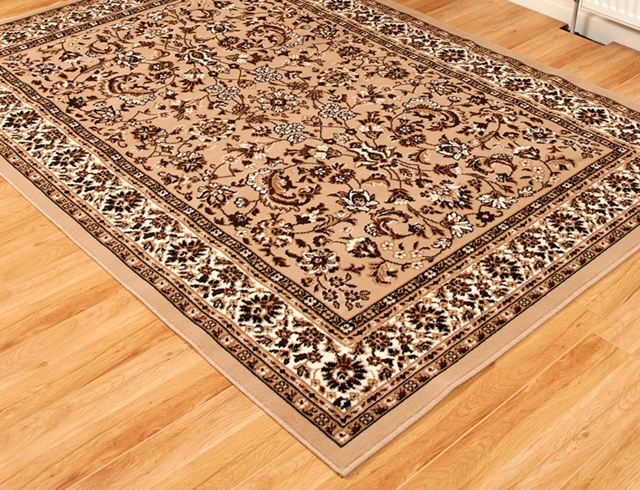 Traditional Style Rug 120 x 170cm Ivory/Coffee