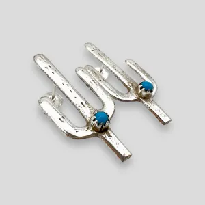 Turquoise and Sterling Silver Saguaro Post Earrings